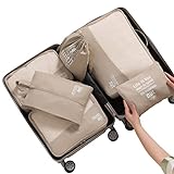 MURISE Packing Cubes 6 Set, Kleidertaschen, Koffer Organizer für Urlaub, Packwürfel Reise Würfel, Ordnungssystem (Khaki)
