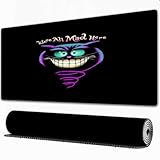 FEHWI Mauspad 80×30 cm Verlängertes großes Mauspad Schreibtischauflage,Lächelnde Grkatze, schwarz-weiße Zeichnung,genähte Kanten Gaming Mauspad,rutschfeste Gummib