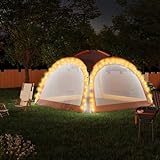 Faltpavillon wasserdicht Dach, UV Schutz 50+ Pop up Pavillon mit Seitenteilen für Outdoor Garten Camping - Partyzelt mit LED und 4 Seitenwänden 3,6x3,6x2,3 m Grau&Orang