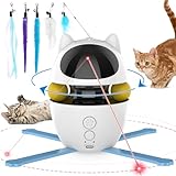 PETTOM Interaktives Katzenspielzeug Selbstbeschäftigung, Spielzeug für Katzen Elektrisch Automatisch, Intelligenzspielzeug für Katzen USB Aufladbar (3-in-1, Weiß)