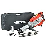 Arebos Abbruchhammer Schlaghammer 1700W Bohrhammer Betonhammer | 60J Schlagkraft | 1900 Schläge/Minute | Inkl. Spitz- und Flachmeißel und Koffer mit R