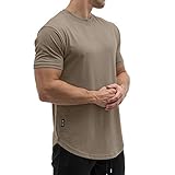 Sixlab Round Tech Herren T-Shirt Muscle Basic Gym Sport Fitness Tshirt (Braun, L)