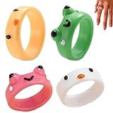 4pcs Frosch Ringe Für Frauen, Smiley Face Acrylharz Bunte Tierische Finger Ring Süßer Klobiger Plastik -vintage Trendy Ring