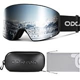 Odoland Skibrille Zylindrische Schneebrille für Damen und Herren mit Skibrillenetui Anti-Fog UV-Schutz Unisex Snowboardbrille Helmkompatible für Jungen und Mädchen zum Skifahren Silb