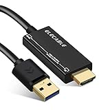 ELECABLE USB auf HDMI Adapter Kabel für Mac OS Windows 11/10/8/7/, USB 3.0 zu HDMI Stecker HD 1080P Monitor Display Audio Video Adapter/Konverterkabel(1,8M)