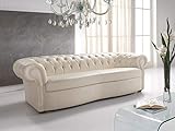 JVmoebel Design Chesterfield Sofa 3 Sitzer Weiß Couch Polster Sofas Wohnzimmer Leder N