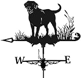 Alnicov Wetterfahne aus Metall, Vintage-Stil, schwarz, hohl, Windrichtungsanzeige für den Außenbereich, Garten, Dach, Koppel, Dekoration, Wetterfahne (Hund)