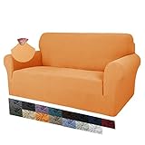 MAXIJIN Creative Jacquard Couchbezüge für 2-Sitzer, Super Stretch rutschfeste Liebessitz Sofabezug für Hunde Haustierfreundliche elastische Protector Loveseat Schonbezüge (2 Sitzer, Orange)