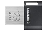 Samsung FIT Plus USB-Stick Typ-A, 128 GB, 400 MB/s Lesen, 60 MB/s Schreiben, kompakter USB 3.1 Flash Drive mit Schlüsselring, Gray, MUF-128AB/APC