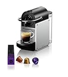 Nespresso De'Longhi EN 124.S Pixie Silber Kaffeekapselmaschine | 1260W | 0,7 L | Seitenpanels aus recycelten Kapseln,Silber M