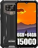 HOTWAV W10 Pro Outdoor Smartphone Ohne Vertrag 6,53' Dispaly, 15000mAh Große Akku, 6GB +64GB(Erweitert auf 1TB), 8MP Kamera,Android 12 Outdoor Handy,IP68 Wasserdichter,Dual SIM/4G/OTG（Grey）
