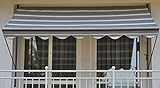 Angerer Klemmmarkise Exklusiv - Markise für Sonnenschutz und Regenschutz - Montage ohne Bohren und Dübeln - ideale Balkonmarkise für Mietwohnungen (350 cm, Grau)