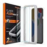 Spigen AlignMaster Schutzfolie für Google Pixel 4a, 2 Stück, Positionierhilfe für Einfache Installation, Hüllenfreundlich, 9H gehärtetes Glas, Pixel 4a F