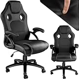 tectake Bürostuhl ergonomisch, Schreibtischstuhl für Home Office, Büro oder Wohnzimmer, Gaming Stuhl mit Schalensitz und ergonomischem Design, Diverse Farben - schw