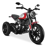 Smart BeBe Kinder Elektro-Motorrad Ducati Scrambler 12V Batterie hohe/niedrige Geschwindigkeit MP3 Sound und Lichter 3 Räder 3-8 Jahre (Rot)