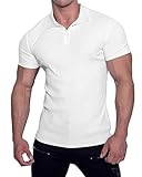 Muscle Cmdr Poloshirt Herren Kurzarm T Shirts Herren Stretch Workout Muskel Casual Golf T-Shirt（Weiß M）
