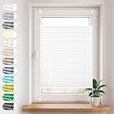 Sonello Plissee Klemmfix ohne Bohren 80cm x 100cm Weiß Faltrollo Plisseerollo Jalousie für Tür & Fenster Blickdicht Sichtschutz Sonnenschutz Fertifplissee R