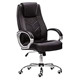 Executive Recline Bürodrehstuhl mit hoher Rückenlehne, ergonomisches Design, höhenverstellbar, Chefsessel, PU-Leder, bequemer Drehstuhl für den Schreibtisch, Bürostuhl (Farbe: Braun)