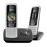 Gigaset C430A Duo 2 schnurlose Telefone mit Anrufbeantworter (DECT Telefon mit Freisprechfunktion, klassische Mobilteile mit TFT-Farbdisplay) schwarz-silb