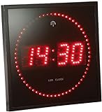Lunartec Elektronische Wanduhr: LED-Funk-Wanduhr mit Sekunden-Lauflicht durch rote LEDs (Digitale Funk Wanduhr LED, LED Funkuhr Wanduhr, Sekundenanzeige)