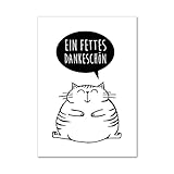 Karte, Grußkarte, Glückwunschkarte, Katze, cat, Danke'Ein fettes Dankeschön' handg