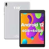 TJD Android 12 Tablet 7,5 Zoll, 4GB RAM+64GB ROM+512GB MicroSD, Quad-Core 2.0GHz, IPS HD-Touchscreen, 8MP+2MP Kamera | Wi-Fi | Bluetooth | 4000mAh | Google GMS | 2 Lautsprecher, Silber Tab
