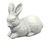 gartendekoparadies.de Massive Steinfigur Hase liegend Kaninchen, Höhe 18 cm, Maße 22 x 12 cm, Farbe Grau, Gewicht 3 kg, Steing