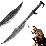 Swords and more 300 Schwert - Antiqued - Leonidas’ Schwert, 86,9 cm, handgeschmiedeter Karbonstahl, antik aussehendes Sparta-Schwert für Cosplay, Sammlungen & als Geschenk