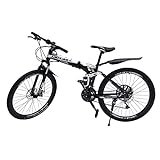 TESUGN 26 Zoll Premium Mountainbike, 21 Gang Mountainbike Kinder Fahrrad, Aluminium Mountainbike mit V-Bremse für Mädchen und Jungen, Schw