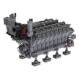 SeptA Technik V16 Motor Bausatz, V16 Dieselmotor Modell, 4777 Teile MOC Motor Modellbausatz Erwachsene, Engine Kit Kompatibel mit Lego Technik, MOC-73232