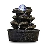 Zen Light Zen'Light - Zimmerbrunnen LittleRock - Naturwasserfall mit Steineffektund farbigem LED-Licht - ZenTischdekoration Ideal für Meditationund Entspannung - Feng-Shui-Objekt Glück - H 23