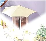 IMC Sonnenschirm halbrund beige Balkon mit Kurbel Wandschirm Marktschirm Balkonschirm Sonnenschutz Halbschirm halb