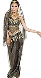 Astage Damen Bauchtanz Kostüme Set Indischer Tanz Darbietungen Kleidung, Schwarz, Fits DE 32-40