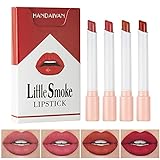 Matte Lippenstift Set - 4 Stück lippenstift, lippenstift rot, langanhaltende, hochpigmentierter Samt, kussechter lippenstift für Frauen (0,8 g x 4, Littlesmoke #C)