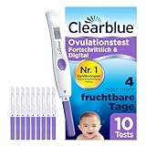 Clearblue Kinderwunsch Ovulationstest Kit, 10 Tests + 1 digitale Testhalterung, Fruchtbarkeitstest für Frauen / Eisprung, Fortschrittlich & Digital (testet 2 Hormone), schneller schwanger w