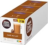 NESCAFÉ Dolce Gusto Café au Lait, XXL-Vorratsbox, 90 Kaffeekapseln, ausgewählte Robusta Bohnen, leichter Kaffeegenuss mit Cremigem Milchschaum, 3er Pack (3x30 Kapseln), 1 Stück