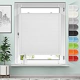 Sanfree Plissee Klemmfix Plisseerollo ohne Bohren Weiß B90 x H120cm inkl. Klemmträger Blickdicht und lichtdurchlässig Jalousie Faltrollo Sichtschutz und Sonnenschutz Rollo für Fenster & Tü