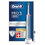 Oral-B PRO 3 3000 Elektrische Zahnbürste, 2 CrossAction Aufsteckbürsten, mit 3 Putzmodi und visueller 360° Andruckkontrolle für Zahnpflege, Geschenk Mann/Frau, blau, 1 Stück (1er Pack)