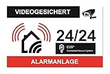 Set mit 10 Abschreckenden Aufklebern - Alarm stickers - Alarmanlage - Videoüberwachung Hausschutz (8,5 * 5,5 cm)