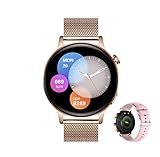 Aliwisdom Smartwatch für Herren Damen, 1,36 Zoll HD Rund Bluetooth Anruf Smart Watch Wasserdicht Fitness Tracker für iOS Android Mit Bluetooth telefonieren & Whatsapp Funktion (Roségold)