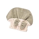 MaNMaNing Korallenvlies-Kappe für trockenes Haar, zweifarbige Schleife, Prinzessinnenhut, verdicktes, saugfähiges Handtuch für trockenes H