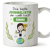 Mugffins Tassen Personalisierten für JOURNALISTIN Frau - Auf Deutsch - der Beste der Welt - 11 oz / 330 ml - Individuell Anpassbar Geschenk Mitarb