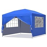 Saemoza Pop-Up-Zelt, 25,4 x 25,4 cm, Outdoor-Pavillon, mit 4 abnehmbaren Seitenwänden, höhenverstellbar, tragbarer Strandüberdachung mit Tragetasche (blau)
