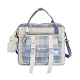 Yanyan Kawai Rucksack, japanische Schultasche, Damen-Rucksack mit Bär, Plüsch, Kawaii-Nadel, langlebige Büchertasche, ästhetischer Rucksack für Teenager-Mädchen, b