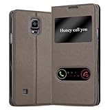 Cadorabo Hülle kompatibel mit Samsung Galaxy Note 4 in Stein BRAUN - Schutzhülle mit Magnetverschluss, Standfunktion und 2 S