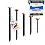 RIKAMA® – 50 Bildernägel im Mix aus je 10 x 20mm, 25mm, 30mm, 40mm, 50mm mit Halter – Stahlnägel für den Einsatz auf Beton, Ziegelstein, Putz & Holz – Made in Germany ( Kupfer mit Halter)