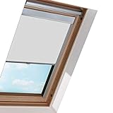EINFEBEN Verdunkelungsrollo Rollo mit Seitenschienen für Dachfenster / F06 Grau (49.3x94.0cm)/ Verdunkelungs-Rollo F