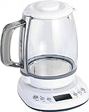 Rosenstein & Söhne Moderne Wasserkocher: Glas-Wasserkocher mit Warmhaltefunktion, 4 Temperaturen, 1,2 l, 1200 W (Wasserkocher Temperaturregelung, Wasserkocher mit Temperaturanzeige, Temperaturwahl)