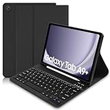Tastaturhülle für Samsung Galaxy Tab A9+ / A9 Plus 11 Zoll 2023 (SM-X210/X216/X218), integrierter S-Stifthalter, schlankes Smart-Cover mit abnehmbarer Bluetooth-Tastatur für Samsung Galaxy Tab A9,