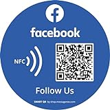 MESSAGENES | Aufkleber Facebook rund mit Smart QR und NFC | 1 Runde Einheit | Vergrößert Anhänger auf 1 Klick | QR's immer wieder verwendbar | Ideal für Schaufenster, Wand oder F